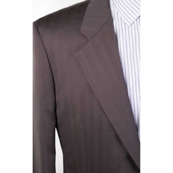 Hickey Freeman Mens 42L 2btn Brown Wool Blazer Sport Coat Suit Jacket Striped - Picture 6 of 13